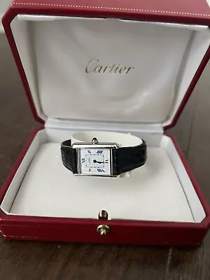 Must De CARTIER Tank - Unique White Dial W/ Blue Numbers Watch • $2750