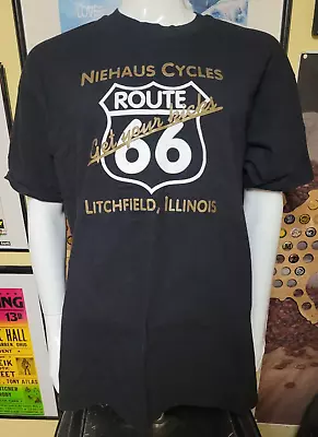 VTG Niehaus Cycles Route 66 Litchfield IL T Shirt XL Motorcycles Get Your Kicks • $19.99