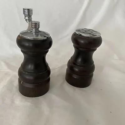 Vintage Catalina Salt Shaker And Pepper Mill Grinder Dark Wood Made In Japan • $22