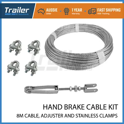$23.43 • Buy Hand Brake Cable Kit- 8m Pvc Cable / Adjuster / Clamps , Caravan Boat Trailer