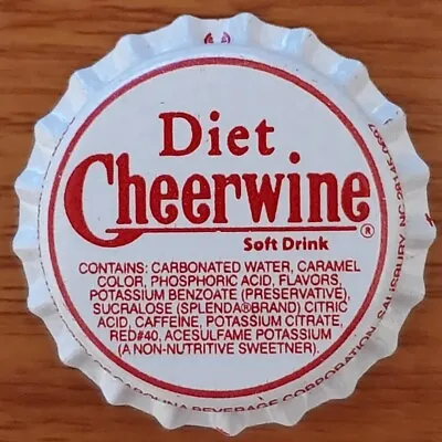 $7.25 • Buy Vintage Diet Cheerwine Bottle Cap; 1990’s; Unused; NOS; (SALISBURY, NC)