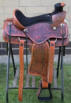 Western Horse Saddle Used A Fork Roping Ranch Trail Tooled Leather 15  • $474.90