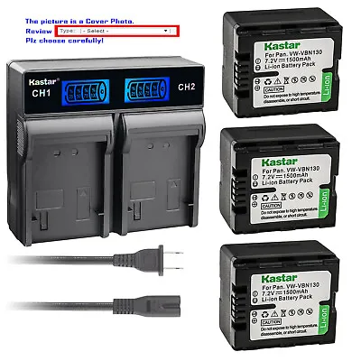 Kastar Battery LCD Rapid Charger For Panasonic VW-VBN070 VW-VBN130  VW-VBN260 • $19.99