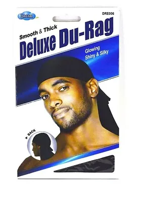 Black Du-Rag Thick Superior Quality Durag Wave Cap Dome Bandana Long Tie BOO BOO • $7.96