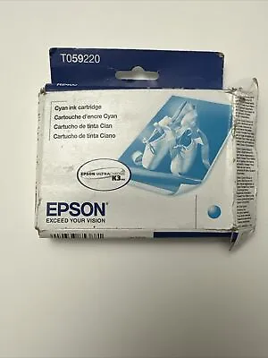 NEW Genuine Epson T0592 Cyan Ink Cartridge Stylus R2400 EXP 07/23 • $15.99