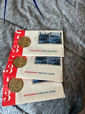 1973 Bicentennial First Day Cover And Medal -Tea Party - (3 You Get All 3 Sets) • $4.50