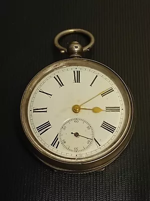 W.H.S. Silver 925 Edwardian 1909 Wind Up Mechanical Pocket Watch - Weight 80g • £19.99