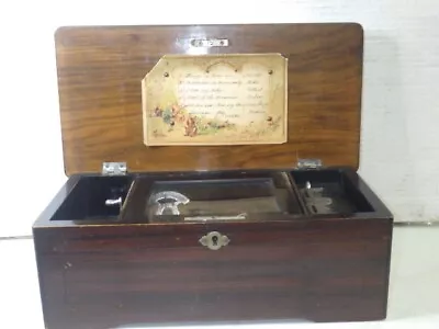 Antique 1800's Music Box Player WORKS Beautiful Wood Case Cask NICE SOUND D • $299.99