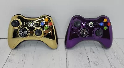 $89.99 • Buy Xbox 360 Purple Chrome & Gold Chrome Wireless Controllers OEM Special Edition