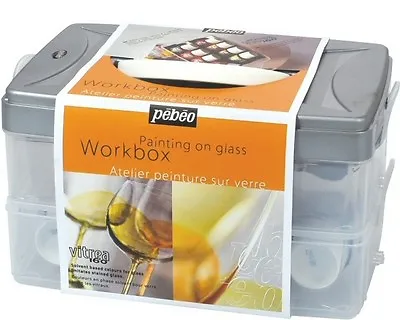 £38.99 • Buy Pebeo Vitrea 160 Workbox Painting On Glass Starter Set 10 Colours Brush Outliner