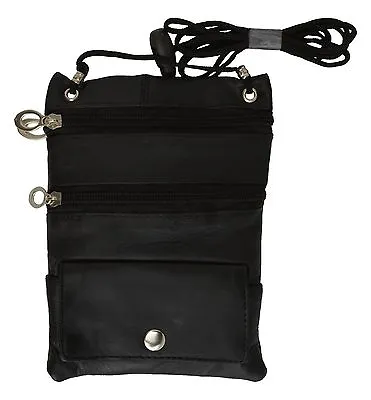 Leatherboss Genuine Leather Passport Money Travel Neck Pouch Black • $12.99