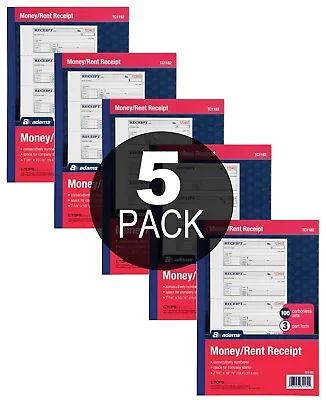 Adams Money Rent Receipt Books For Business 3 Part Carbonless 5 Books • $41.99