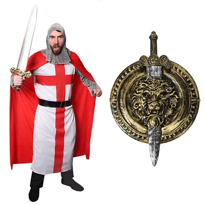 Adults Knight Costume St Georges Day Supporter Medieval Mens Outfit Fancy Dress • £29.99
