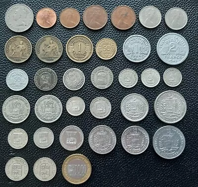 World Coins- Dominican Republic Fiji France & Venezuela  Lot Of 35 Some Silver • $1
