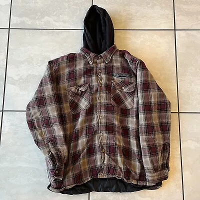 Mens Harley Davidson 1903 Flannel Hoodie Size Large With Front Pockets • $29.99