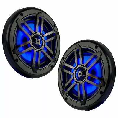 Pair Of Power Acoustik MFL-65WB 400W Marine UTV 6.5  Speakers W/Blue LED Lights • $69.84