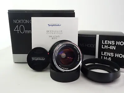 [ MINT With Hood LH-6] Voigtlander Nokton Classic S.C 40mm F1.4 For Leica M • $349