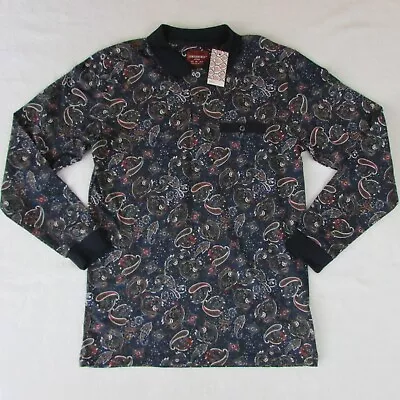 $24.99 • Buy Consequence Men's Long Sleeve Button Polo Shirt Dark Blue Paisley Size Small