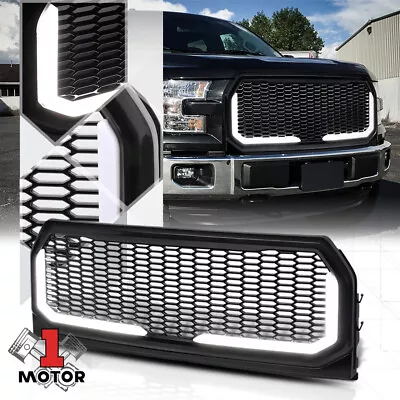 Black Honeycomb Mesh Front Bumper Grille/Grill W/LED BAR DRL For 15-17 Ford F150 • $136.50