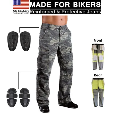 Motorcycle Motorbike Jean Protective Lining Knee Armour Camo Biker Trouser Pant • $69.99