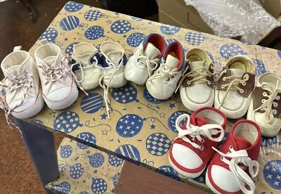 ViNTAGE 6 Pairs Of Baby Toddler Doll SHOES Size 0 To 2 Sports Oxfords Other • $7.50