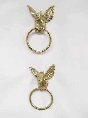 $39.99 • Buy Vintage Pr  Gargoyle Brass Towel Rings Holder Curtain Tie Backs Door Knocker 8”