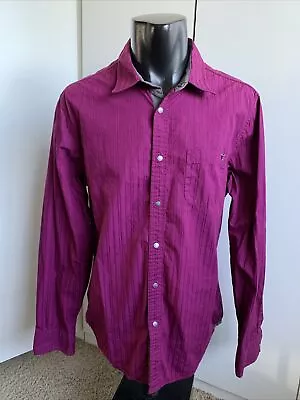 Mens Large Guess Long Sleeve Snap Front Grape Shirt RN62136 • $12.99