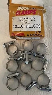 VINTAGE CAROL STAINLESS HOSE CLAMPS Range 7/16 To 1-1/16” Box Of 10. New Old Stk • $10.95