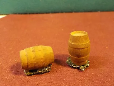 Vintage Miniature Model Railroad Accessories- 2 Wooden Barrel • $0.99