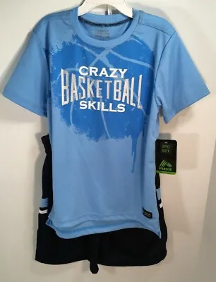 RBX Active Boy Short Set Performance T Shirt Graphic Crazy Basketball Skills 5/6 • £12.30