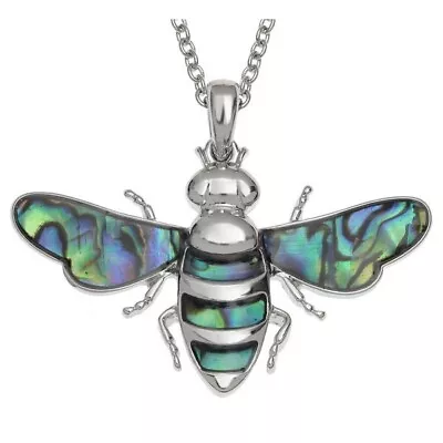 Bee Necklace Paua Abalone Shell Pendant Silver Jewellery Boxed • £13.95