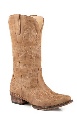 Roper Riley Womens Tan Faux Leather Cowboy Boots • $68.99