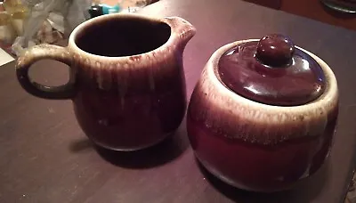Vintage McCoy Pottery Brown Drip Glaze Creamer & Sugar W/Lid Creamer Set #7020 • $19.99