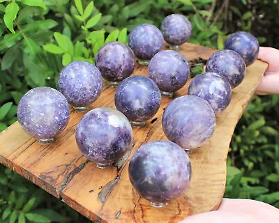 Lepidolite Crystal Sphere LARGE 2  Sphere + Stand (AA Quality Lepidolite Sphere) • $15.95