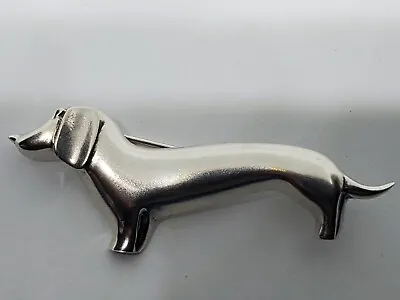 Sterling Silver 925 Dachshund Brooch Wiener Dog Puppy Vintage Pin Animal Lover • $22.99