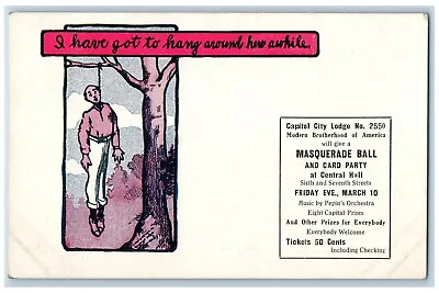 Raymond Howe Postcard Morbid Humor Hanging Capitol City Masonic C1910's Antique • $19.47