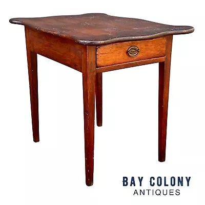 18th C Antique Hepplewhite New England Pine Table With Serpentine Top • $4680