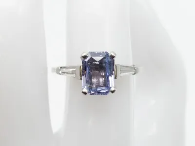 Vintage 1940s $9000 2.68ct Ceylon Blue Sapphire CERTIFIED Diamond Platinum Ring • $1450