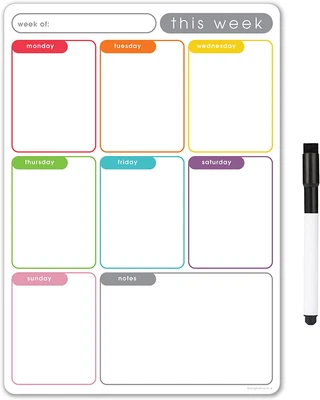 £11.08 • Buy TMS A4 Magnetic Weekly Planner, Dry Wipe Fridge Calendar Whiteboard For Organisi