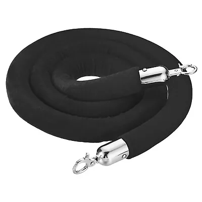 6 Feet Black Velvet Stanchion Rope Crowd Control Barrier Rope With Snap Hooks • $21.96