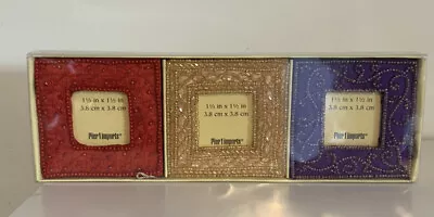 Pier One Imports Fabric Bead Design 1.5  X 1.5  Mini Photo Frames Set Of 3 NIP • $19.95