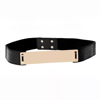 OBI Band Women's Slim Waist Belt Gold Plate Black Elasticated • £2.89