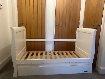 Sleigh Cot Bed With Under Bed Drawer - White (USED) • £200