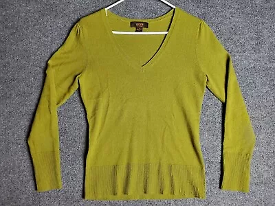 Victor Alfaro Small 100% Cashmere V Neck Green Pullover Sweater A2 • $25.95