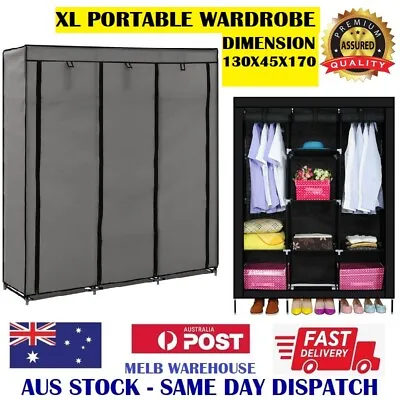 $37.95 • Buy New X-large Portable Storage Wardrobe - Fabric Cloths Hanging Cabinet Organiser
