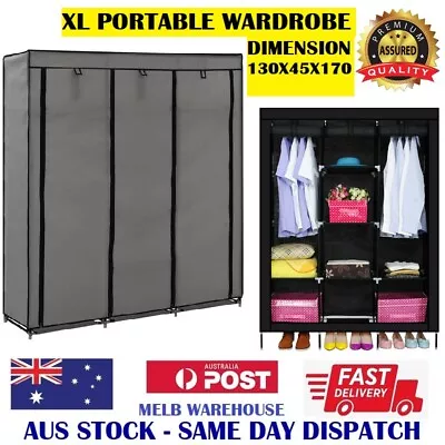 New - X-large Portable Storage Wardrobe - Zip Up Fabric Cloths Cabinet Organiser • $37.95