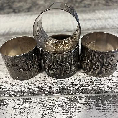 4 Vintage Silver Napkin Ring Holders • $11.99