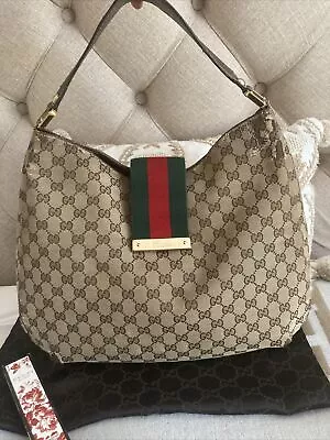 AUTHENTIC Gucci GG Canvas Medium Web Hobo Bag FLAW • $245