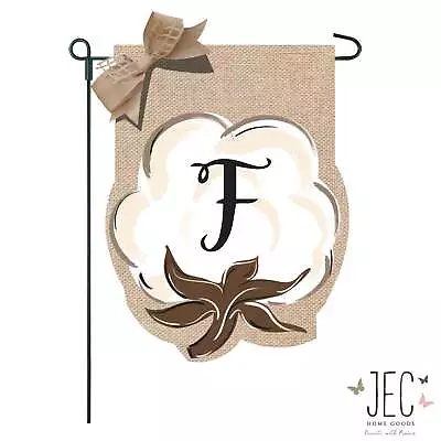 Cotton Boll Monogram Burlap 2-Sided Garden Flag 12.5x18  • $15.99