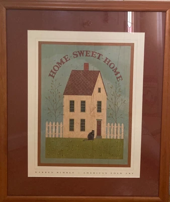 $35 • Buy Warren Kimble Home Sweet Home American Folk Art Matted And Framed